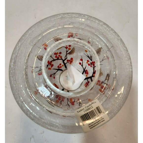 Yankee Candle Crackle Berry Jar Shade Frosted w/ Glitter Red Orange Green New - Picture 6 of 9